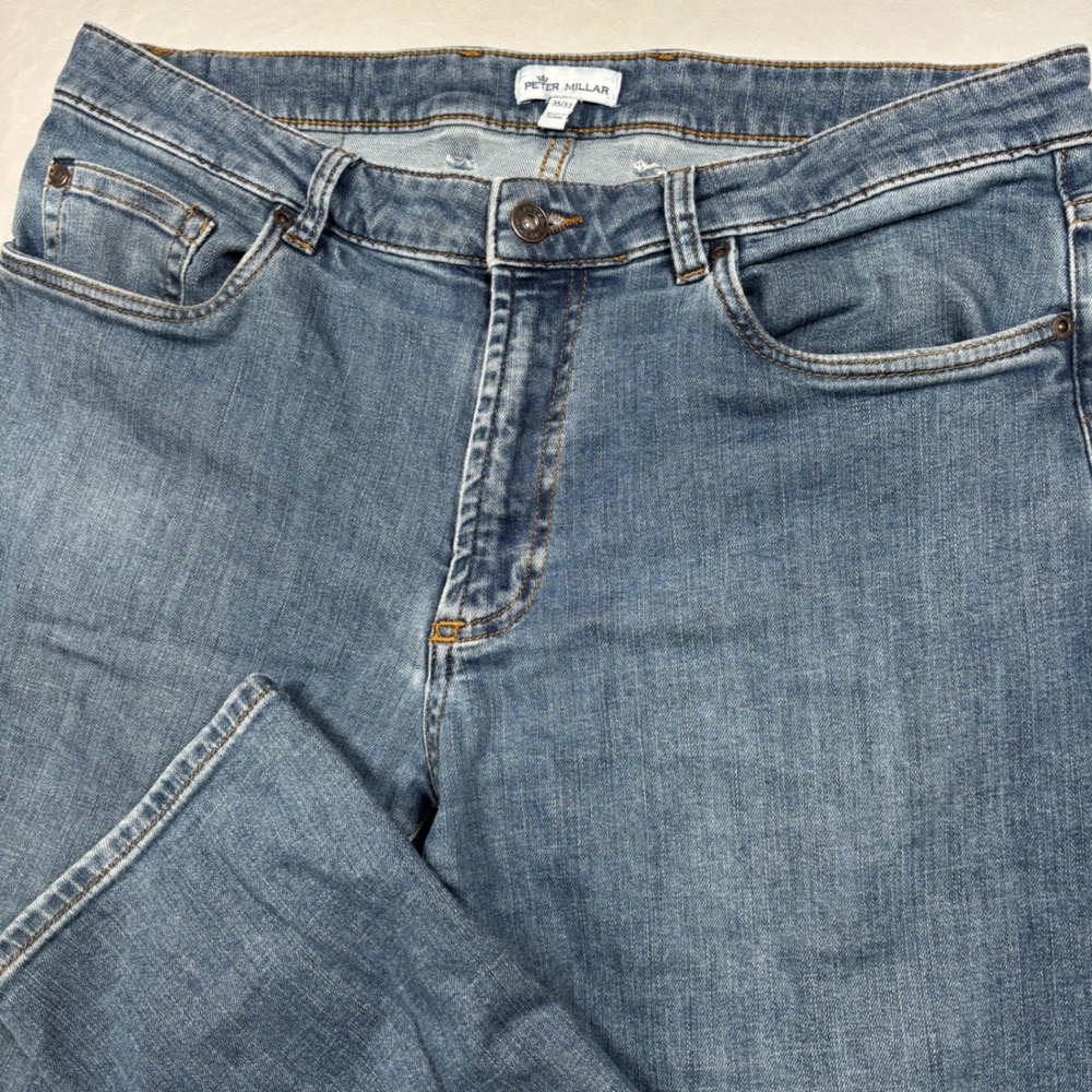 Peter Millar Jeans Mens 35x32 Blue Straight Leg Denim Pants Luxury Casual